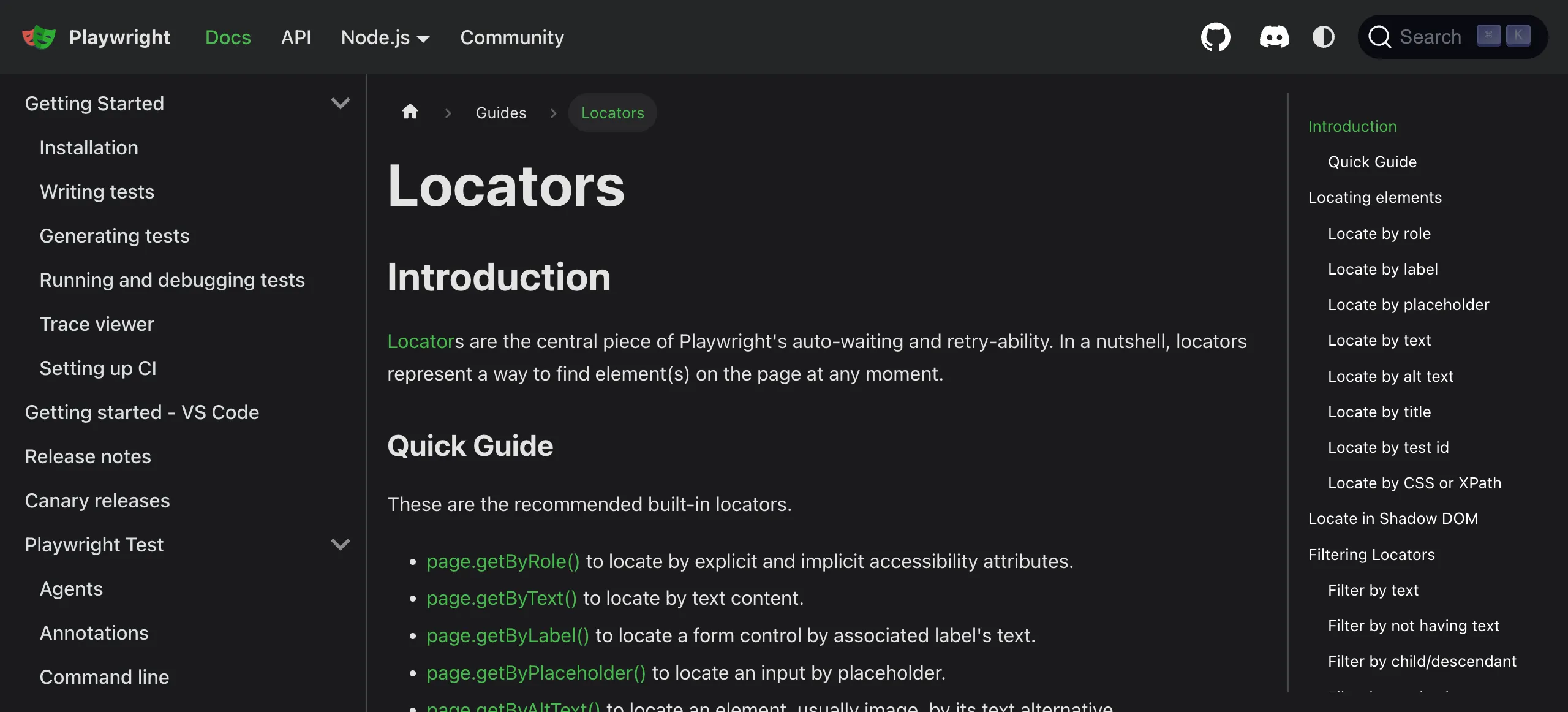 Playwright locators guide showing stable locator strategies