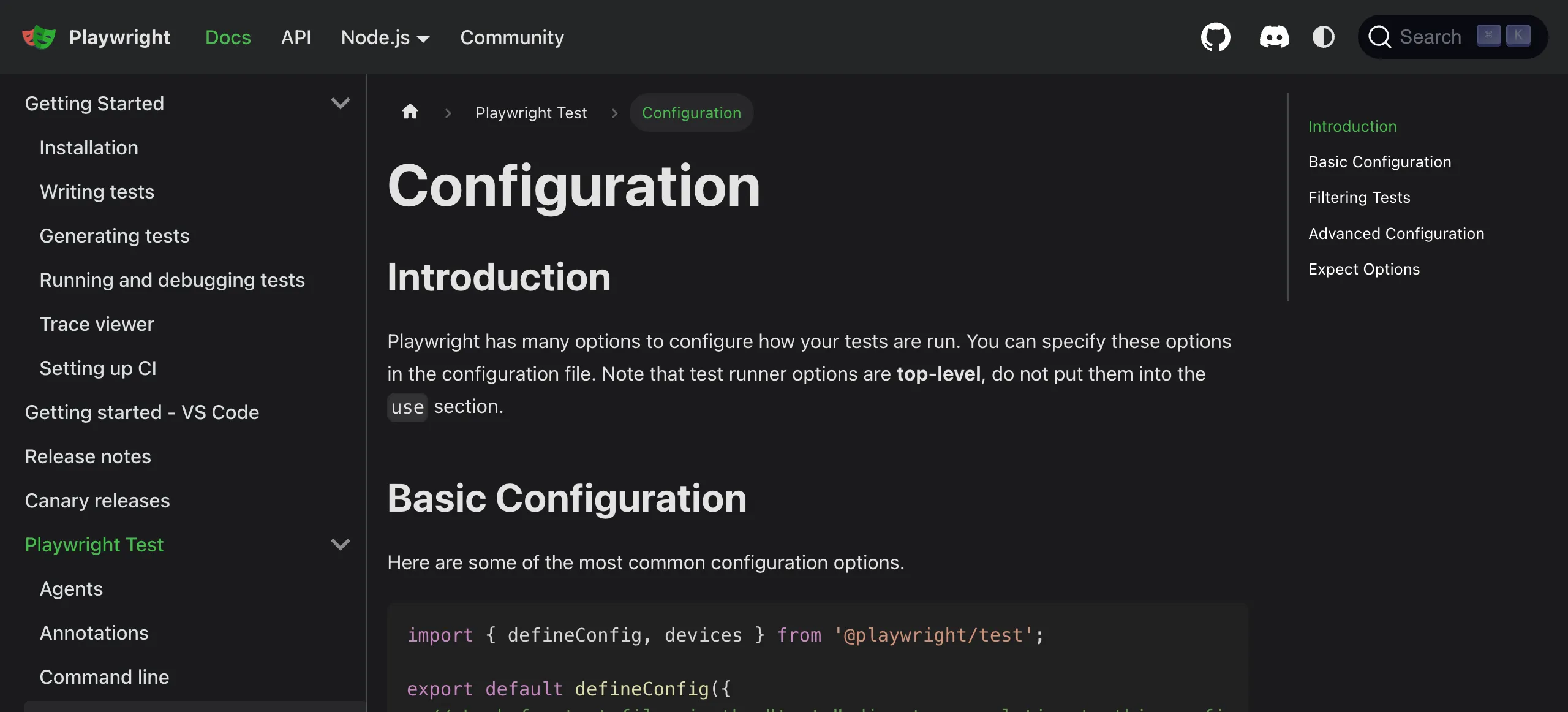 Playwright test configuration guide